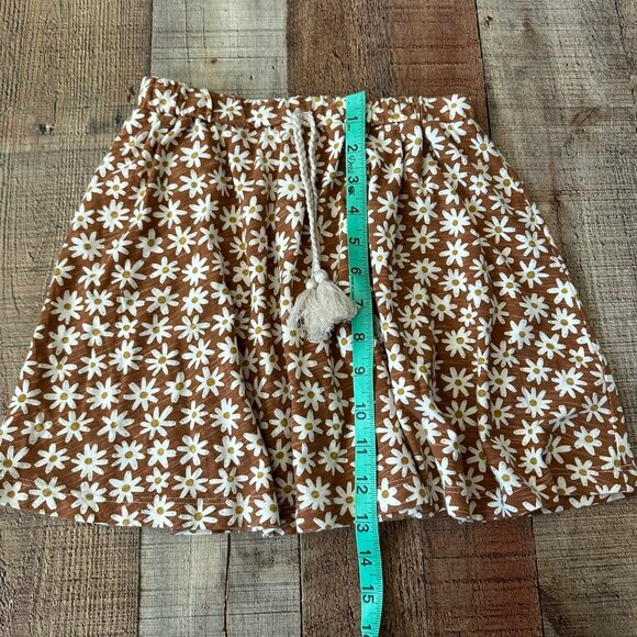 Rylee and Crew Girls Size 10-12Y Brown and White Daisy Floral Mini Skirt - Picture 3 of 6